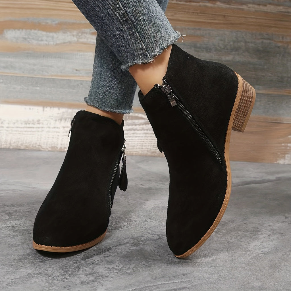 GR - elegant pointed ankle boots with heel and zipper