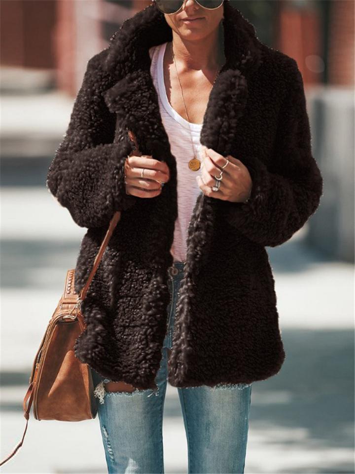 GR | Women's Coats with Plush Teddy Bear Lightweight Fleece Coat Cozy Vintage Sherpa Coat
