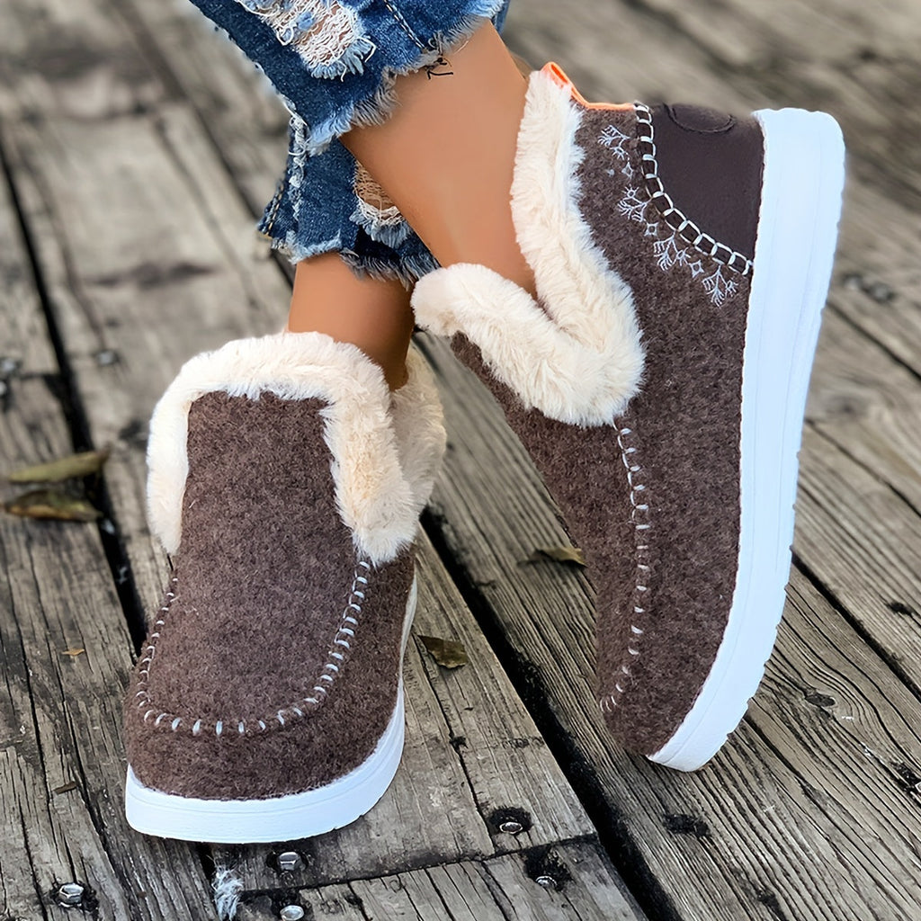 GR | Cozy winter slippers for women: fleece lining, PU sole and soft fabric construction