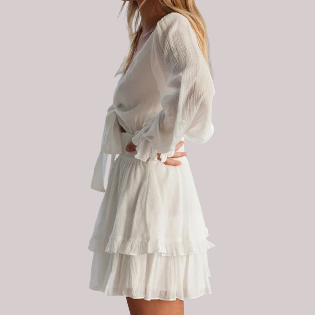 GR | Wrap dress with ruffles and waistband