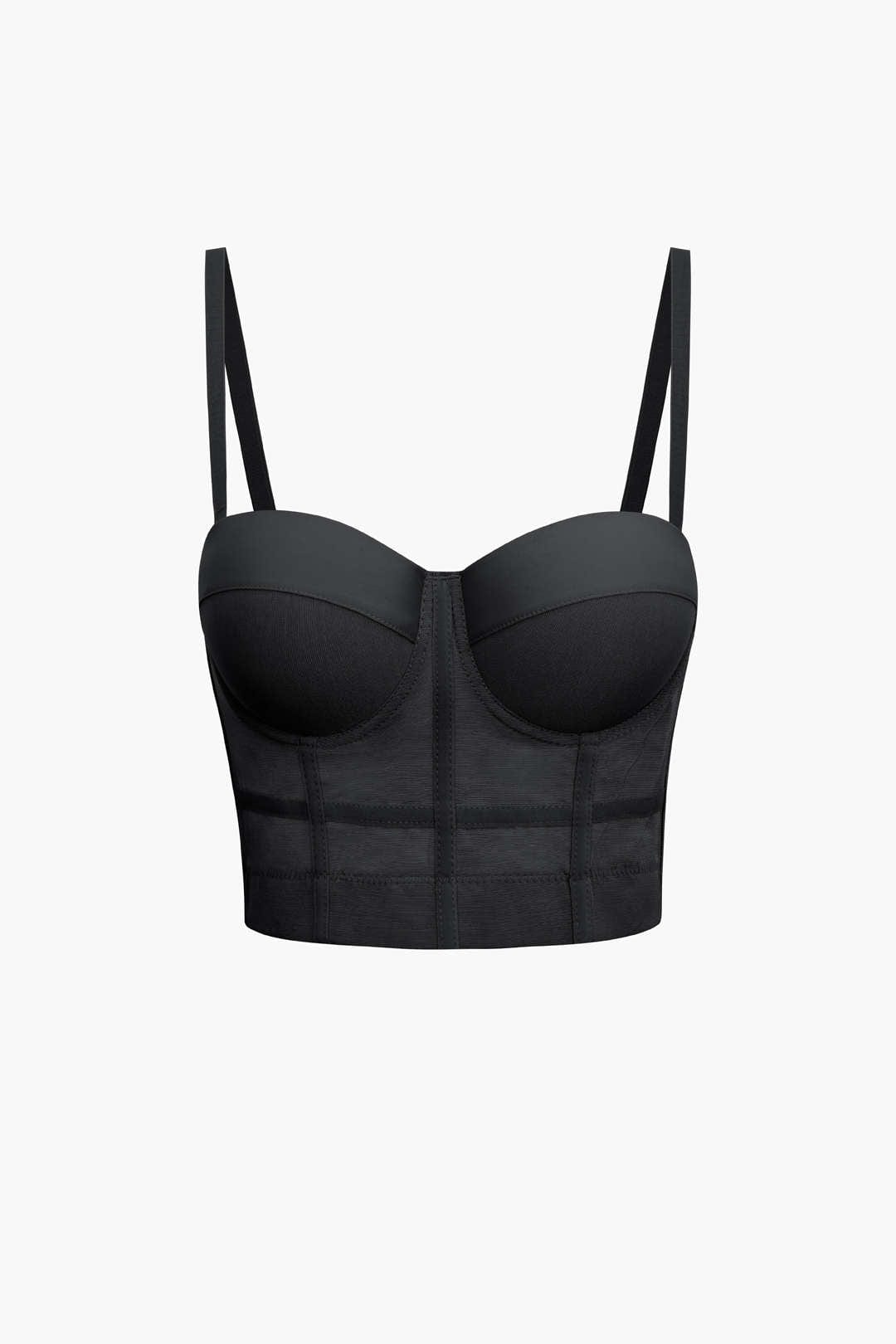 GR | Figure-hugging bustier top with underwire cups and transparent mesh structure