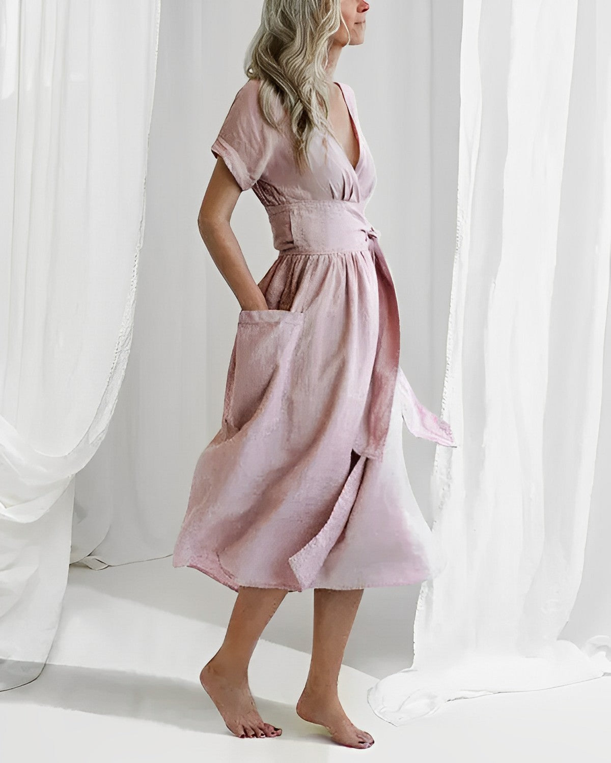GR - Knit dress with lacing and pockets
