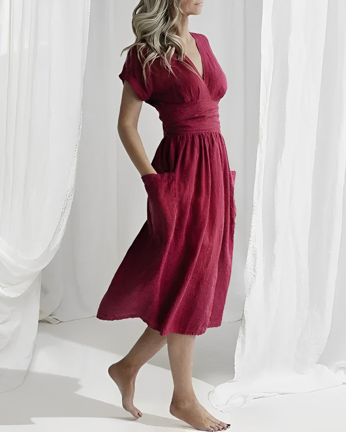 GR - Knit dress with lacing and pockets