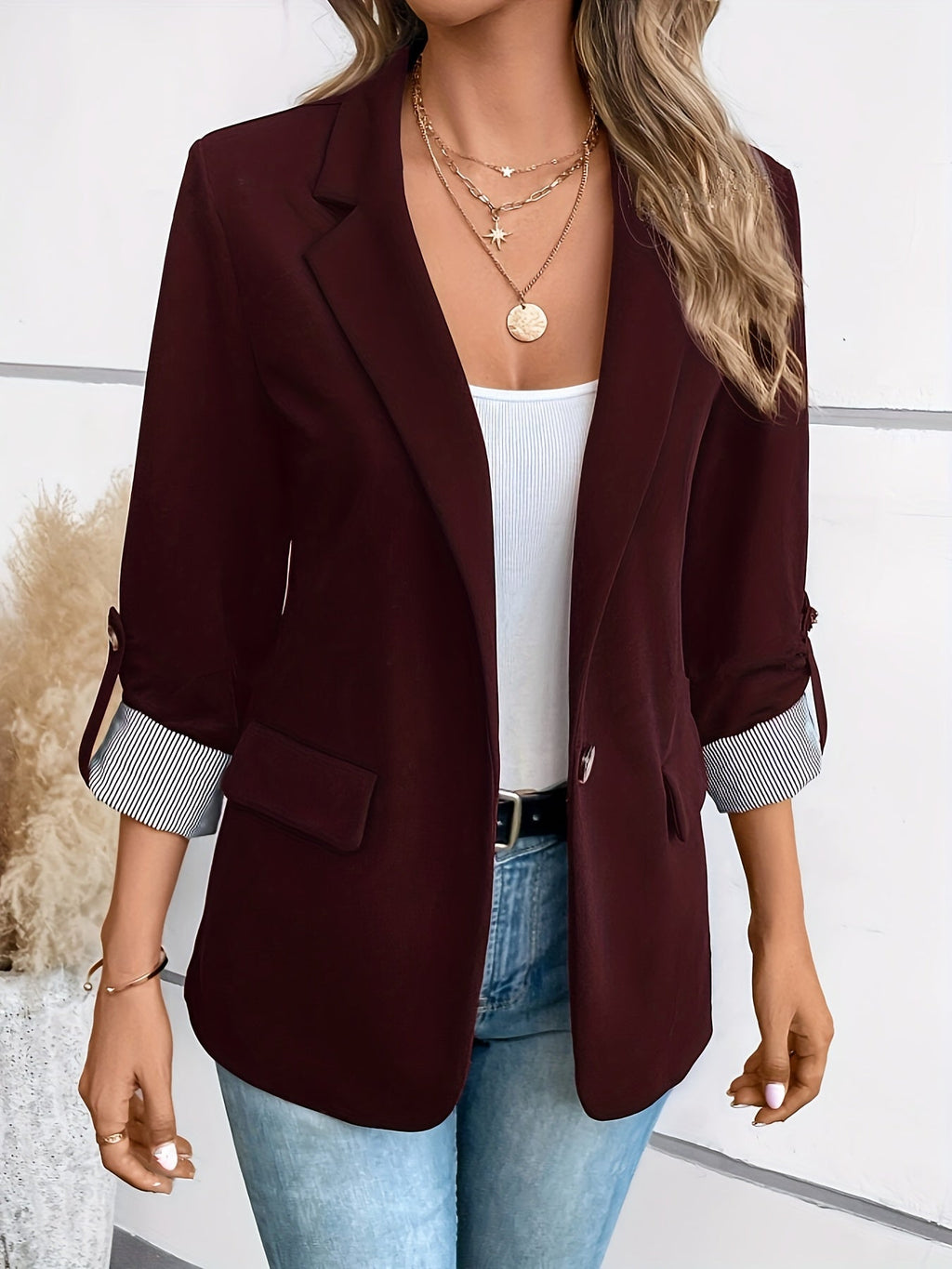 GR | Elegant business long blazer with