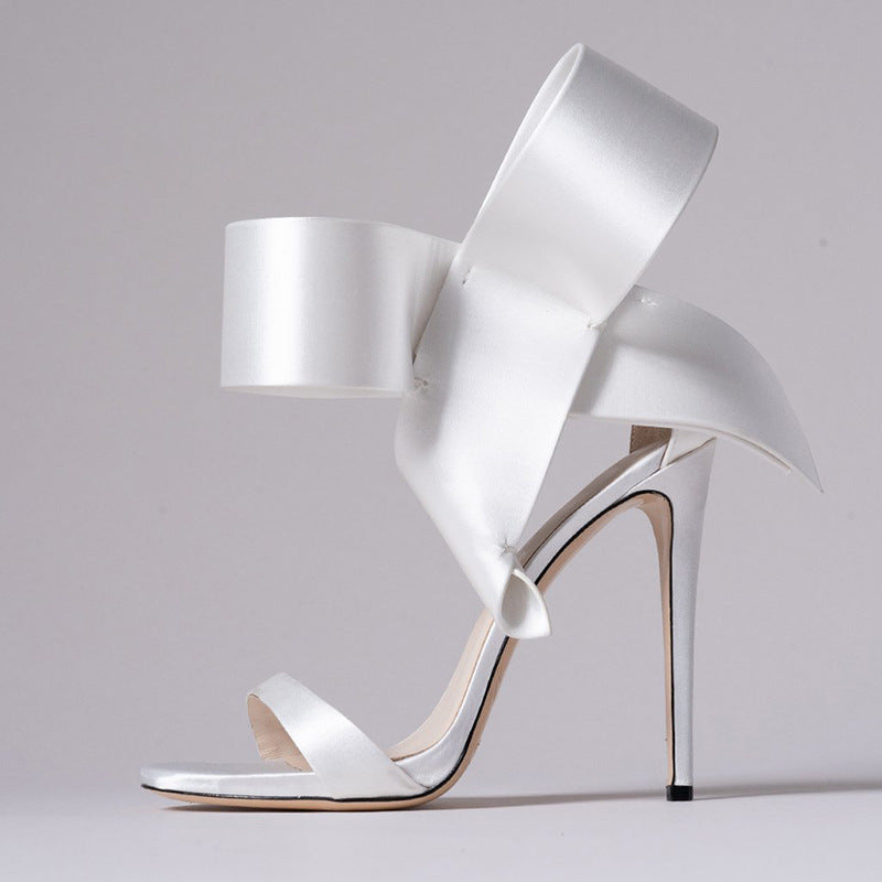 GR | Summer Plus Size Bow Ankle Strap High Heel Sandals for Women