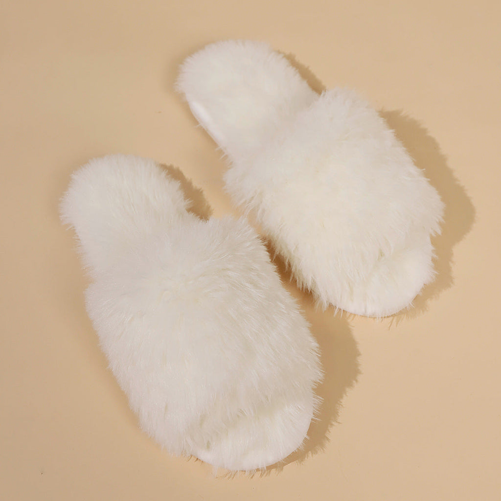 GR | Mules - Women's slippers with open toe and faux fur