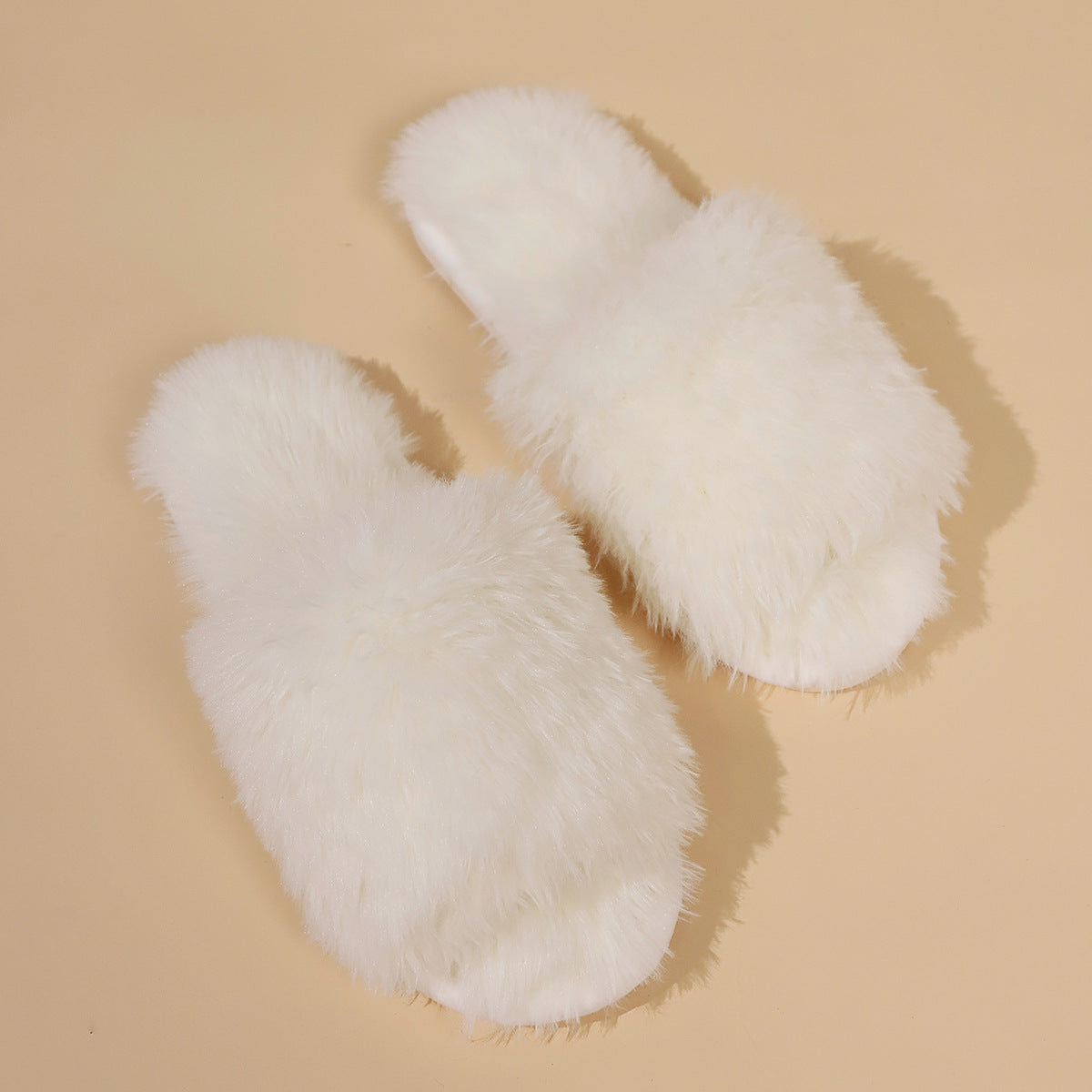 GR | Mules - Women's slippers with open toe and faux fur
