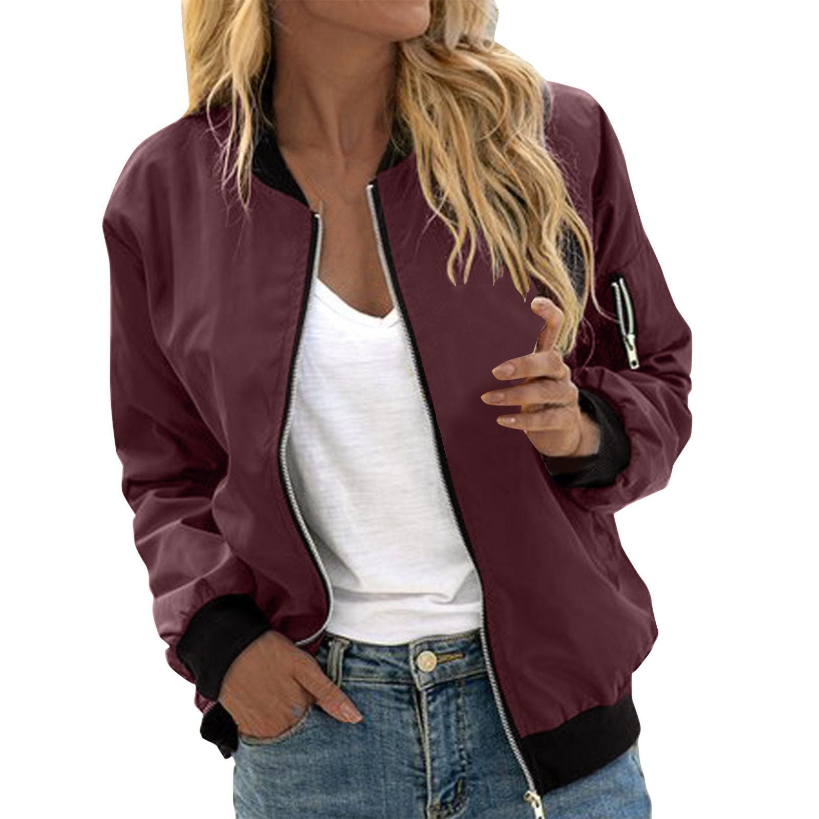 GR | Stylish Classic Bomber Jacket with Pockets - Perfect for Any Occasion