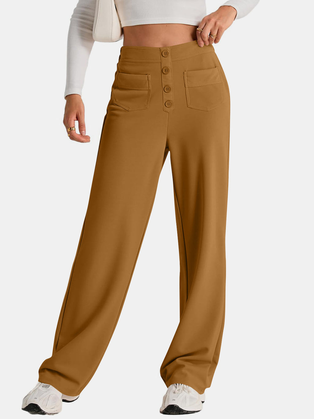 GR | Wide-waisted trousers with pockets, elegant and comfortable