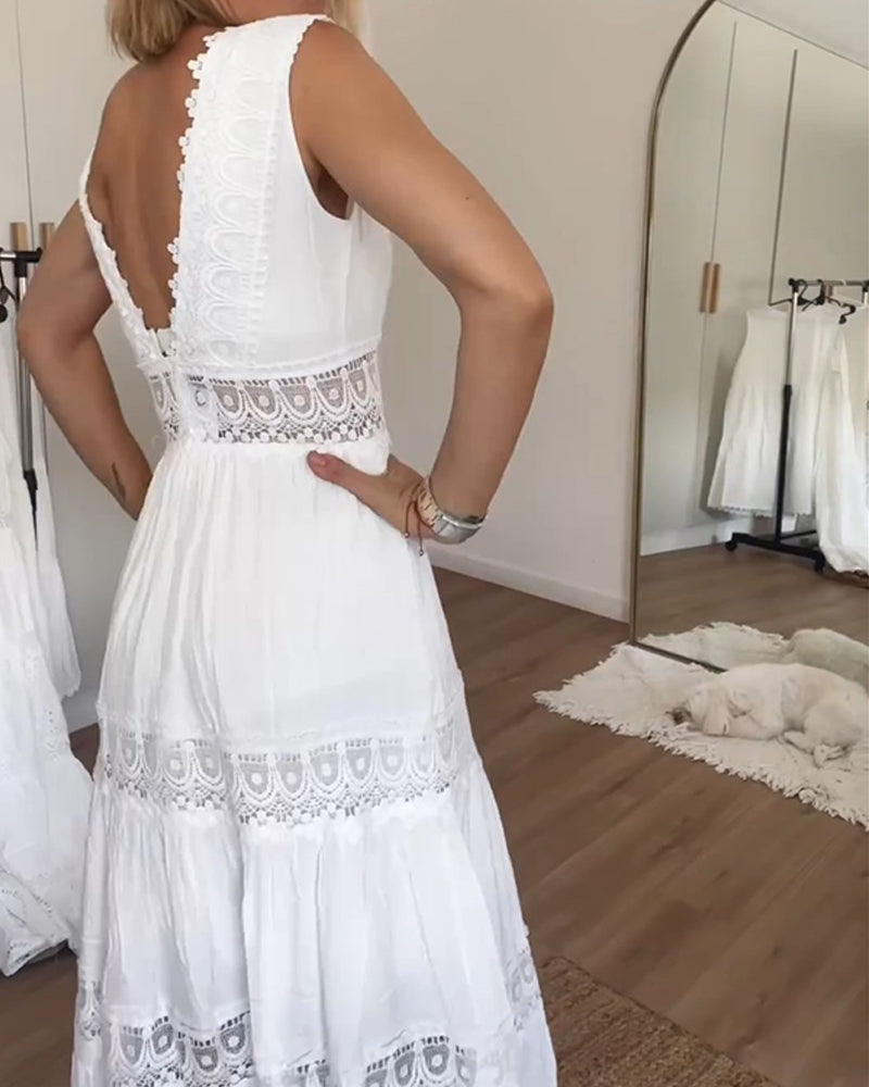 GR | Spitzenkleid Mit V-ausschnitt