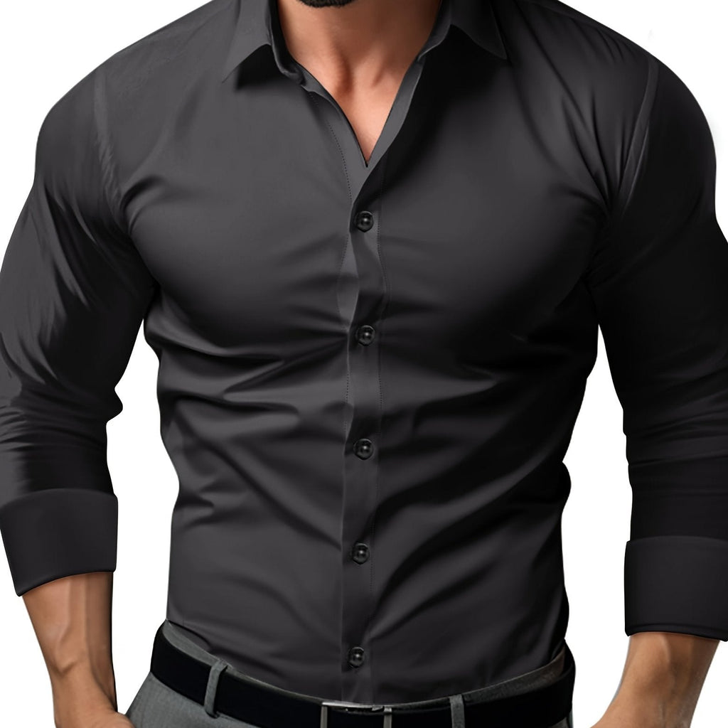 GR | Slim Fit Einfarbiges Baumwollhemd