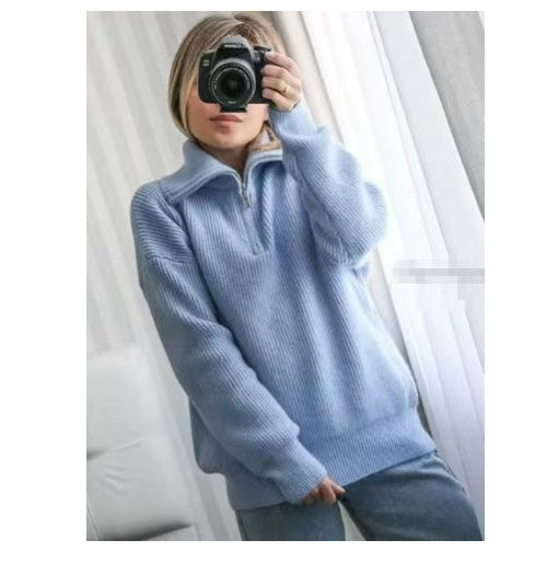 GR | All Match Wool Sweater with Open Collar