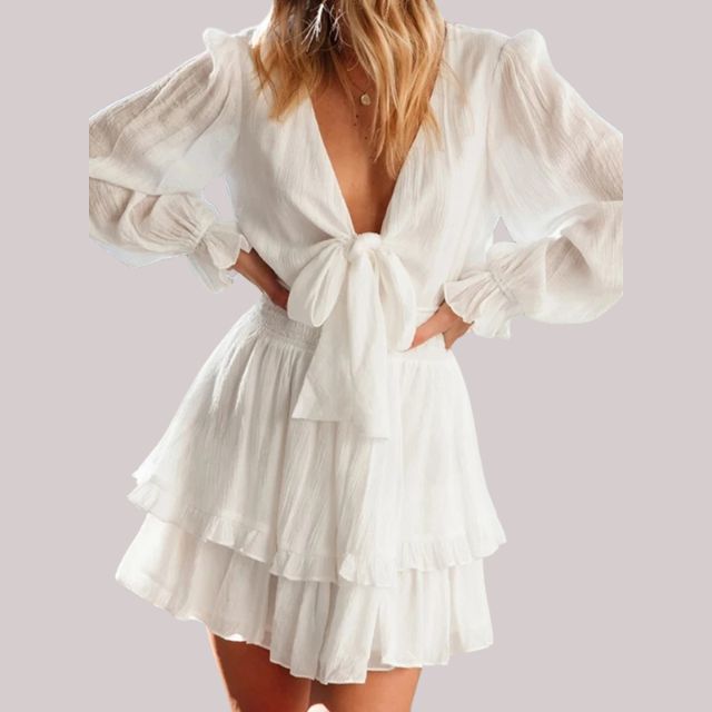 GR | Wrap dress with ruffles and waistband