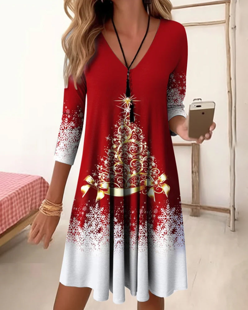 GR | Stylischer Charme V-Ausschnitt Winterkleid