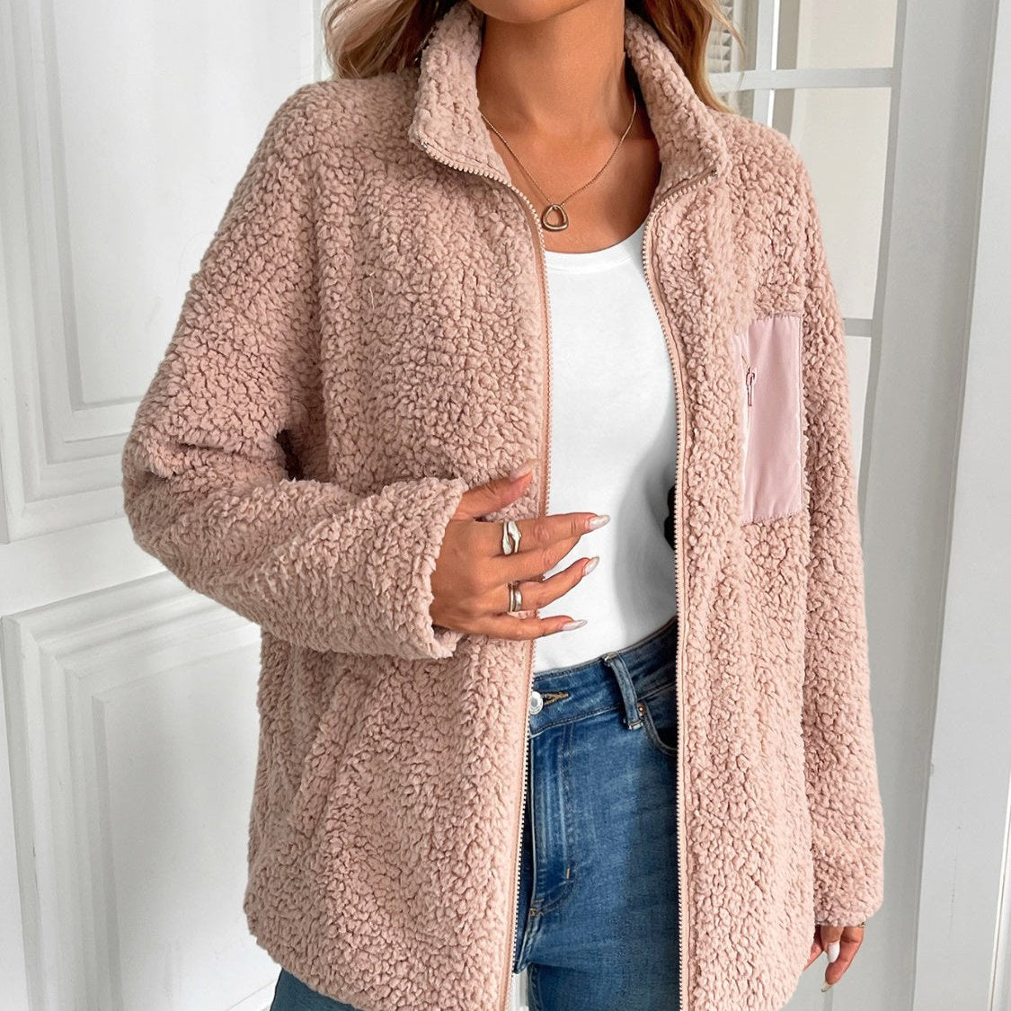 GR | Casual Winter Zip-Up Fuzzy Jacket for Women
