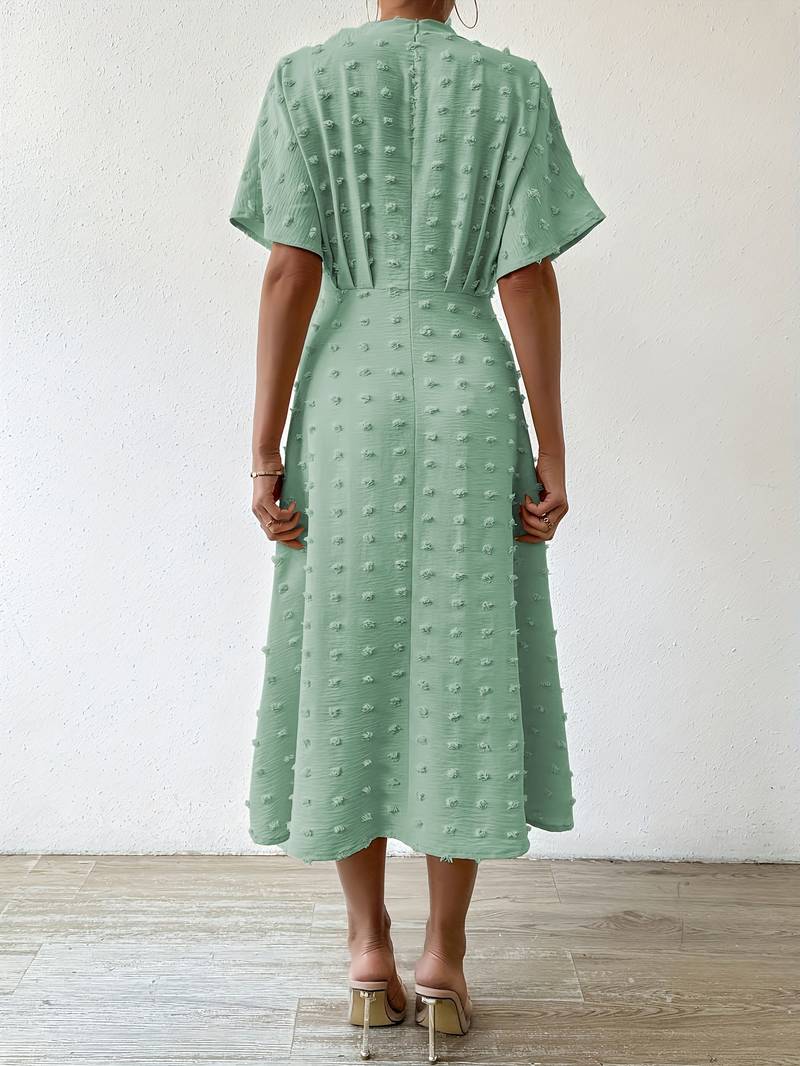 GR | Swiss Dot Rüsch Midi Kleid