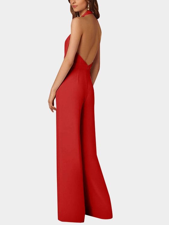 GR | Deep V-neck Sleeveless Wide Leg Jumpsuit
