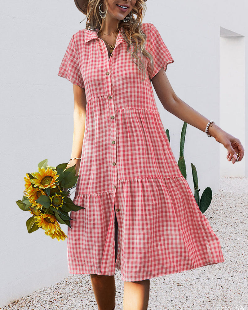 GR | Lässiges kariertes Hemdkleid