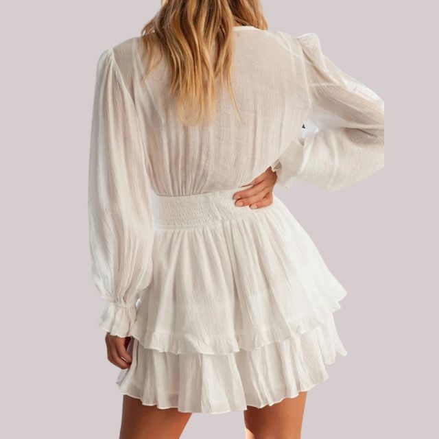 GR | Wrap dress with ruffles and waistband