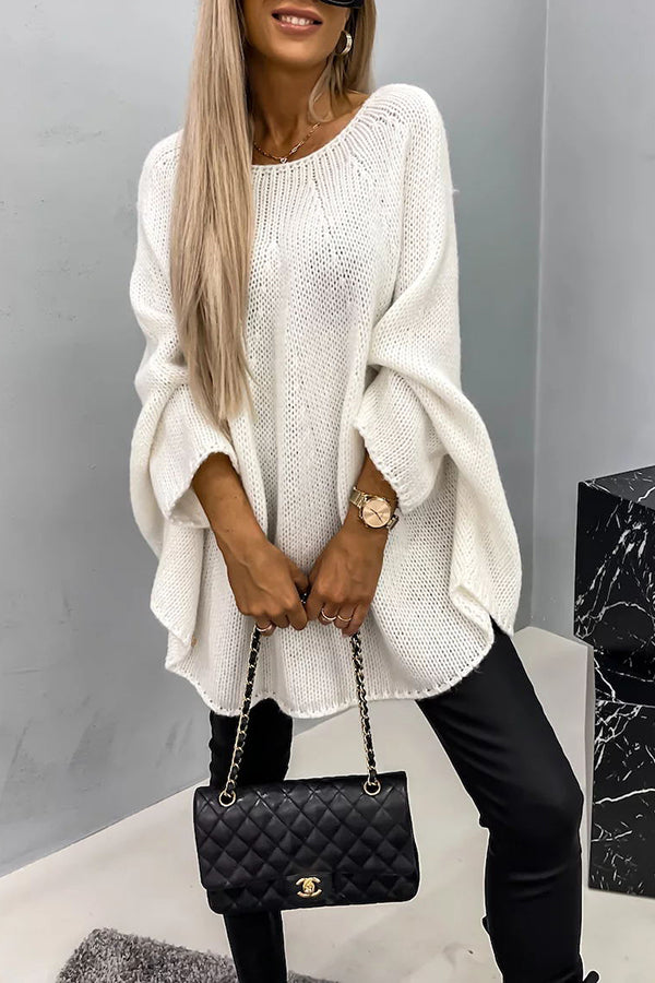 GR | Women's Sweater - Soft Oversized Sweater with Batwing Sleeves