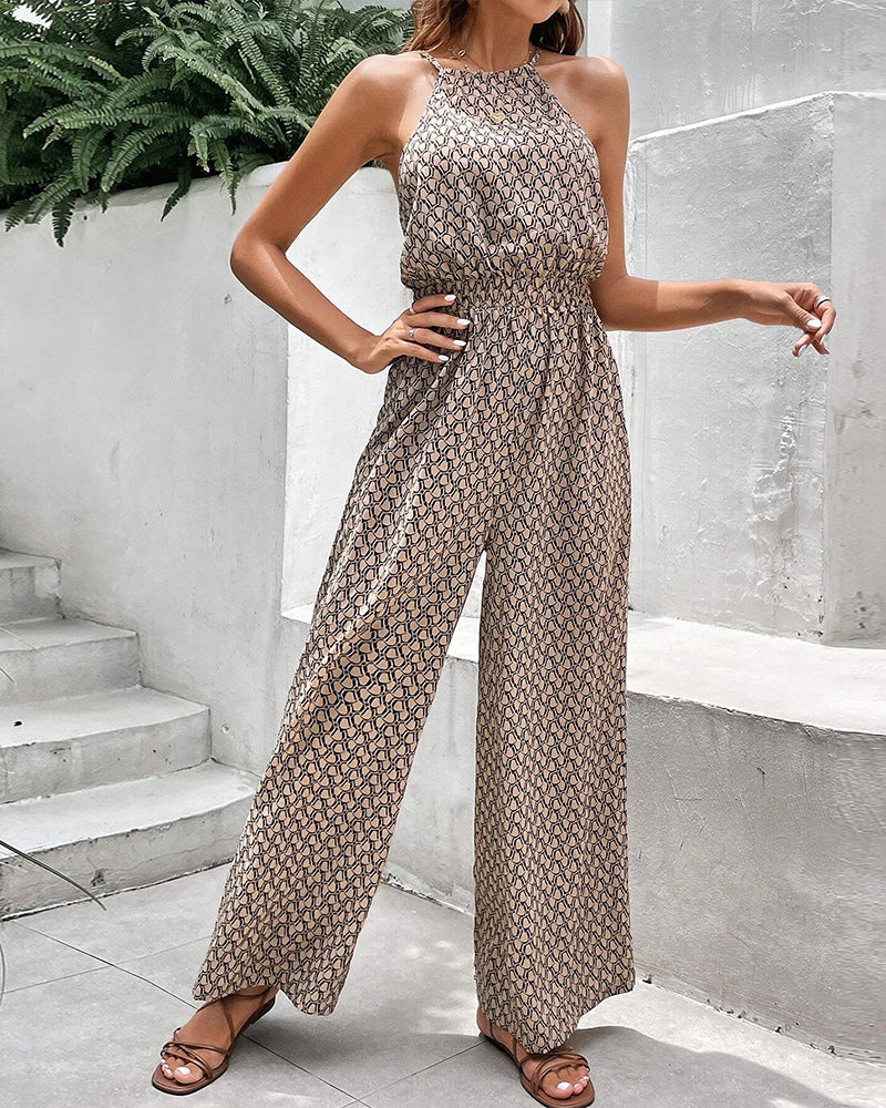 GR | Sleeveless jumpsuit with hanging neck strap 