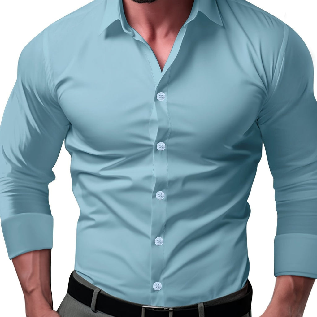 GR | Slim Fit Einfarbiges Baumwollhemd