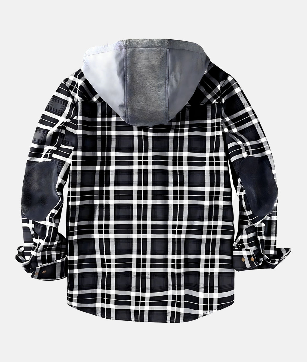 GR | Checkered flannel jacket with hood and faux fur lining