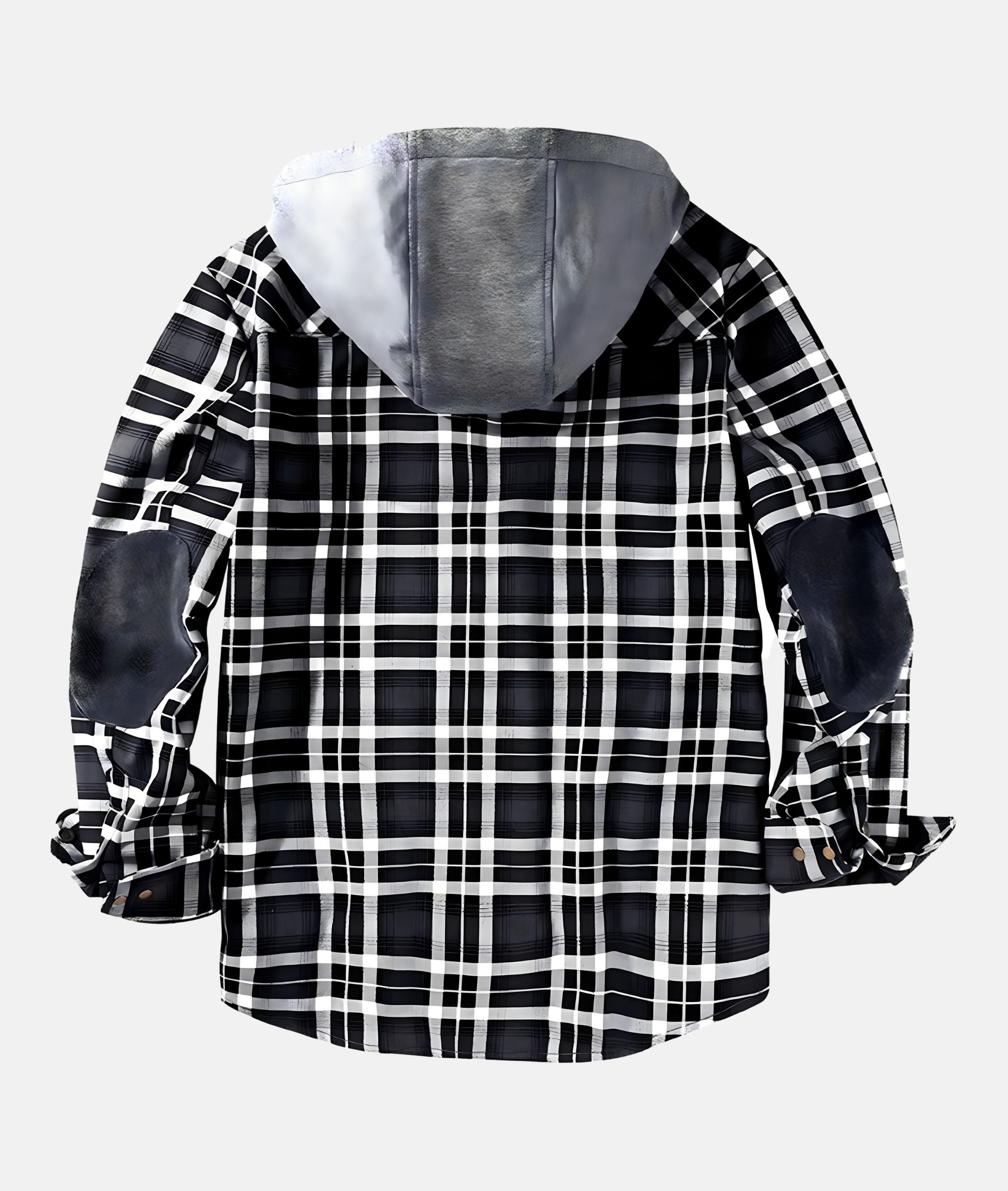 GR | Checkered flannel jacket with hood and faux fur lining