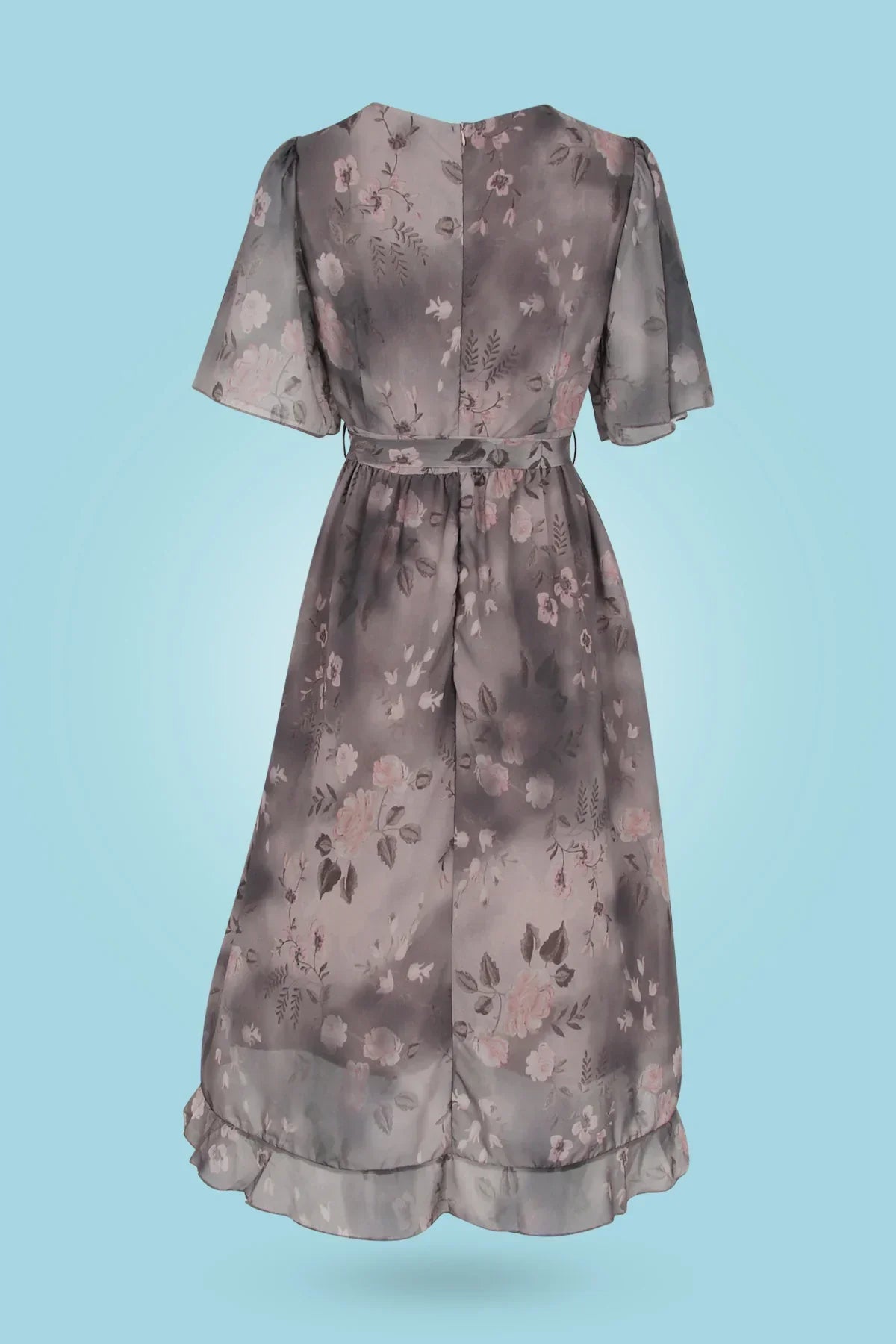 GR | Midikleid mit Blumenmuster und V-Ausschnitt