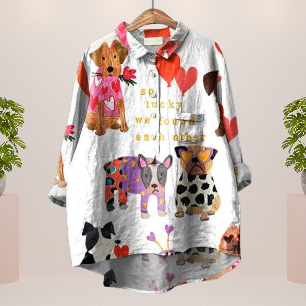 GR | Exklusives Damenhemd mit Kunstdruck