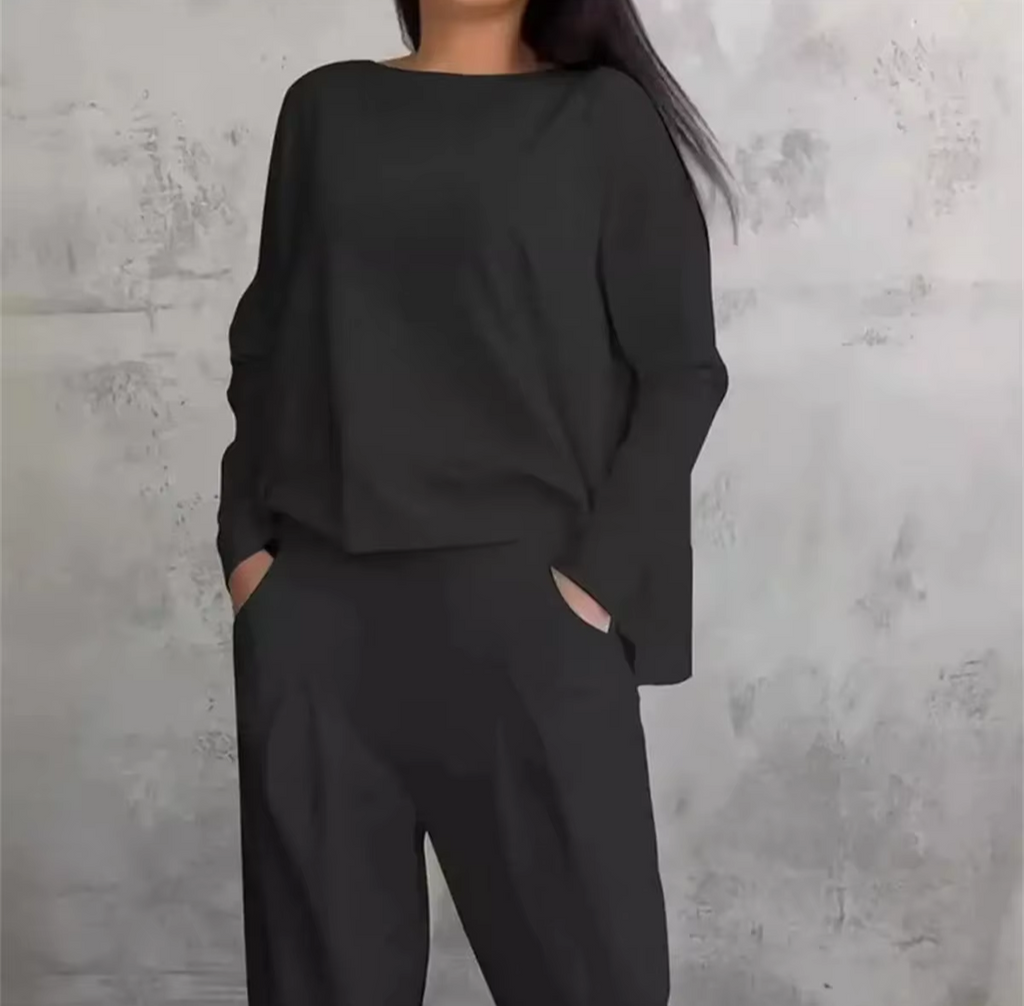 GR | Women's Loungewear Set with Long-Sleeved Top and Relaxed Fit, Two-Piece