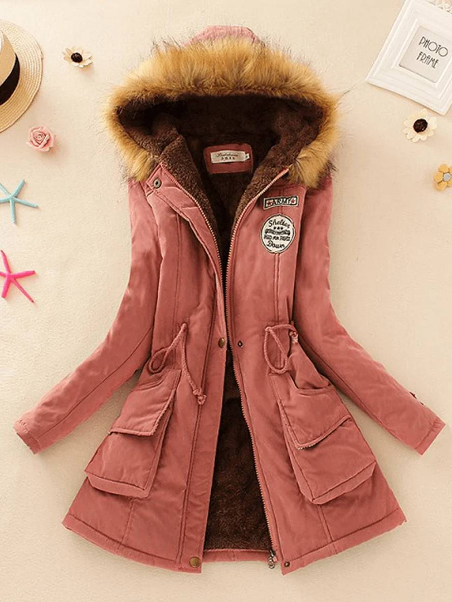 GR | Women's parka in mid-length style with zipper