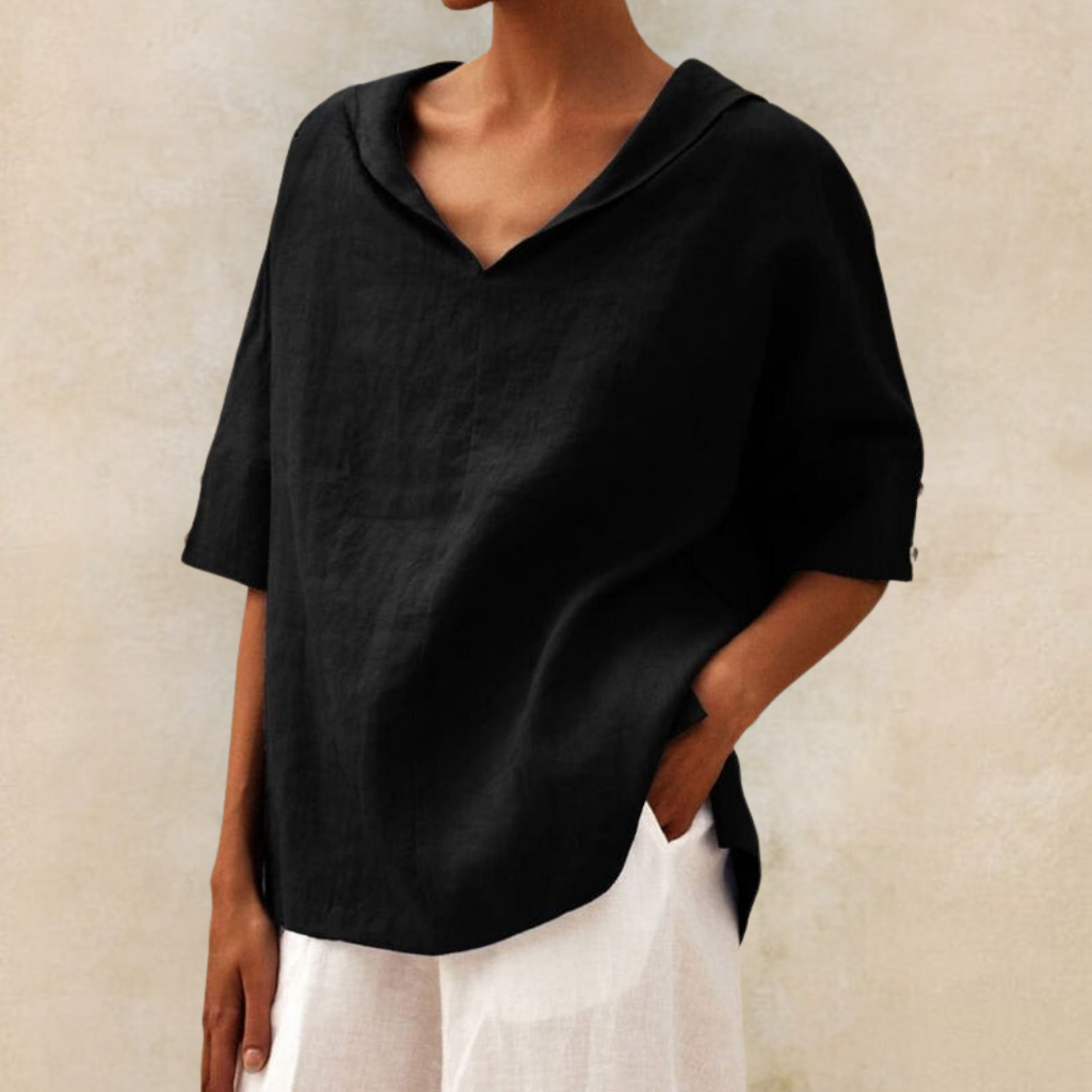 GR | Women's V-neck casual linen shirt