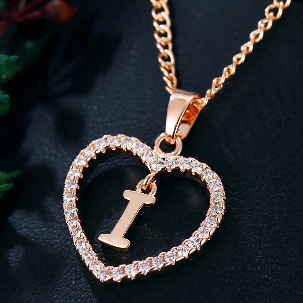GR | Letter Zircon Love Necklace Jewelry Pendant