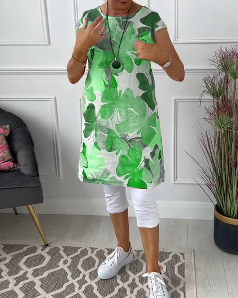 GR | Summer dress with asymmetrical cut and high slit