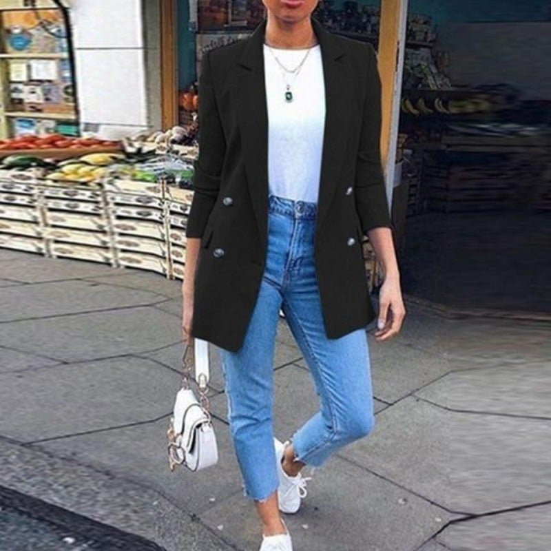 GR | Women's Blazer Elegant Long Blazer with 3/4 Sleeves, Ideal for Business Looks