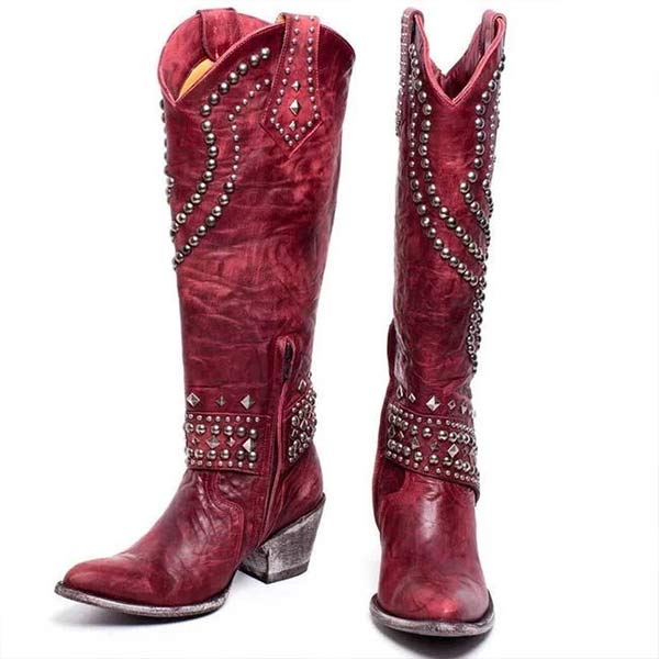 Lilybell - High boots with metallic studs and a cut-off heel