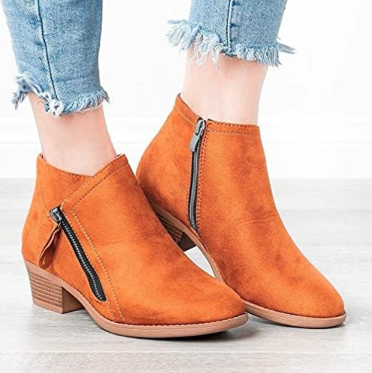 GR | Women's suede boots with a comfortable fit and zipper