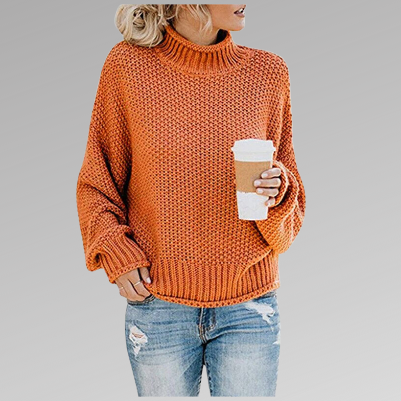 GR - Damen gemütlicher Strickrollkragenpullover