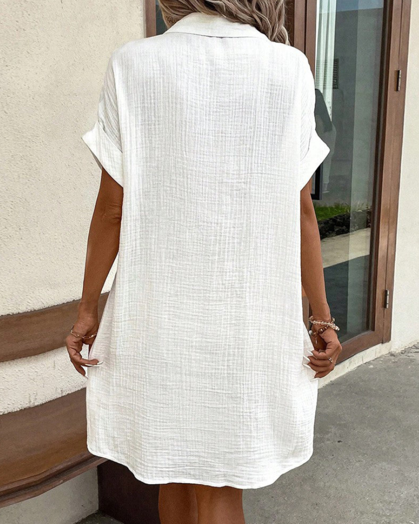GR | Casual shirt dress with buttons and pockets for women