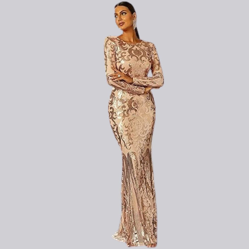 GR | Evening dress with long sleeves and sequins