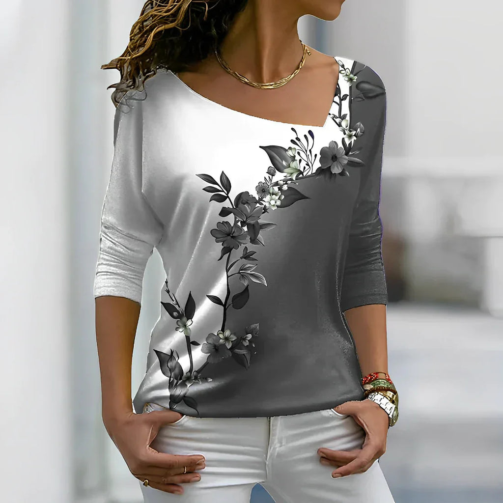 GR - Floral contrast colored art shirt