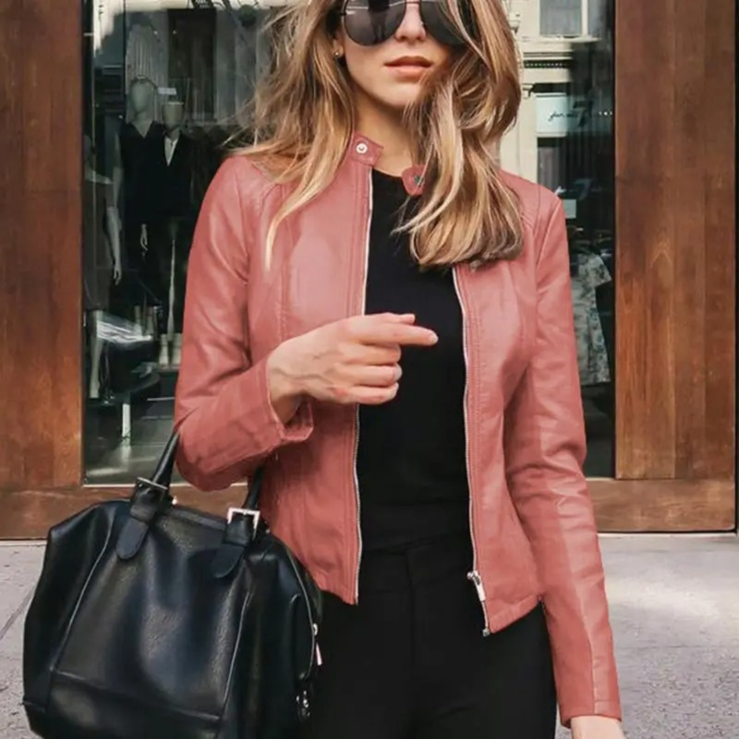 GR - women's leather motorcycle jacket