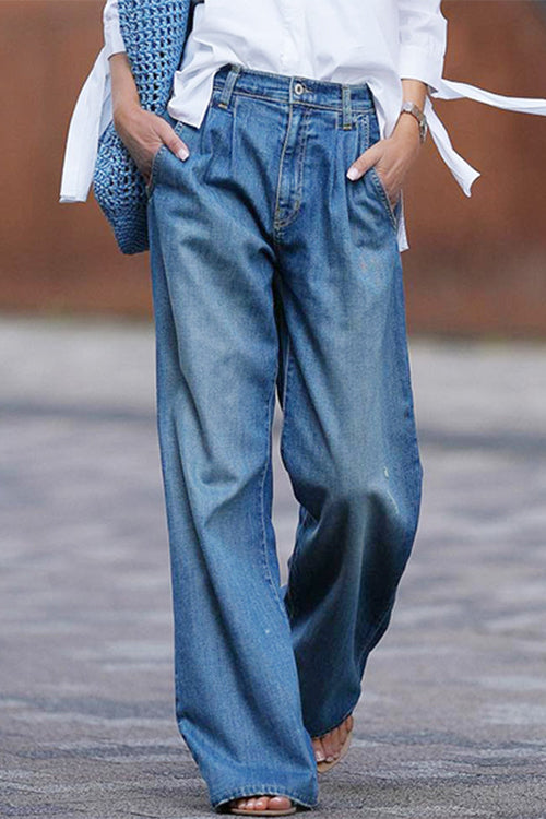 GR | Rosiedress Vintage Wide Leg Ripped Denim Trousers