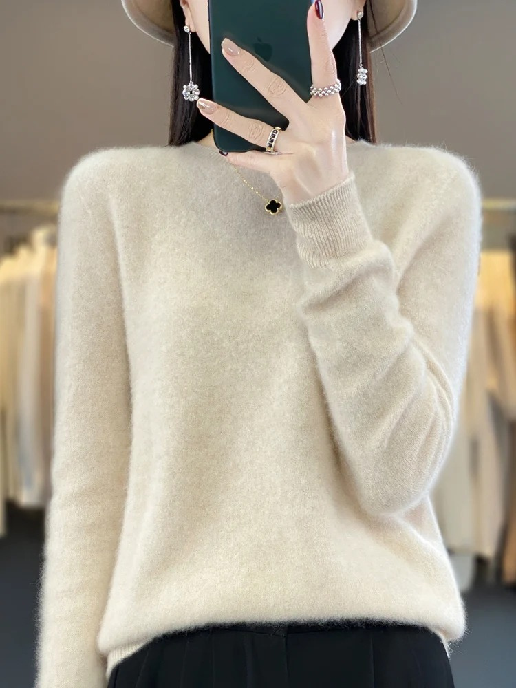 GR | Kaschmir Pullover Damen Runder Ausschnitt Weicher und Eleganter Strickpullover
