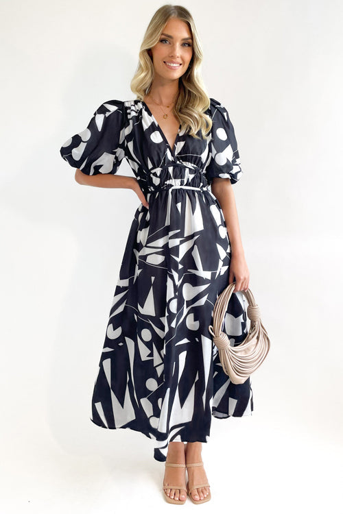 GR | Real Love Print Puff Sleeve Maxi Dress