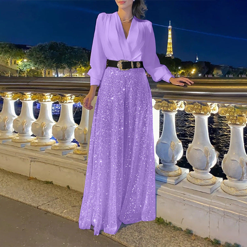 GR | Elegant cut - Wide-legged sequined jumpsuit