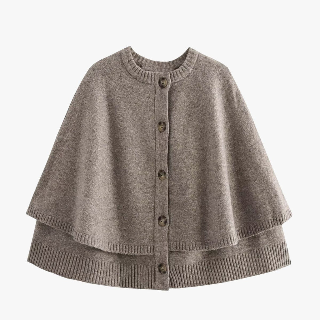 GR | Strick Cape Mit Knöpfen Und Gestuftem Saum