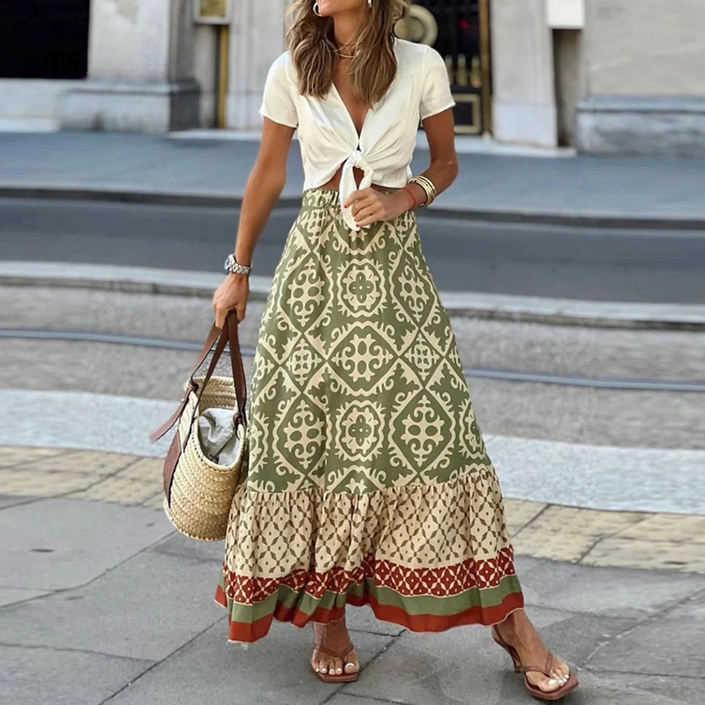 Skirt | Trendy geometric high-waisted skirt for casual wear