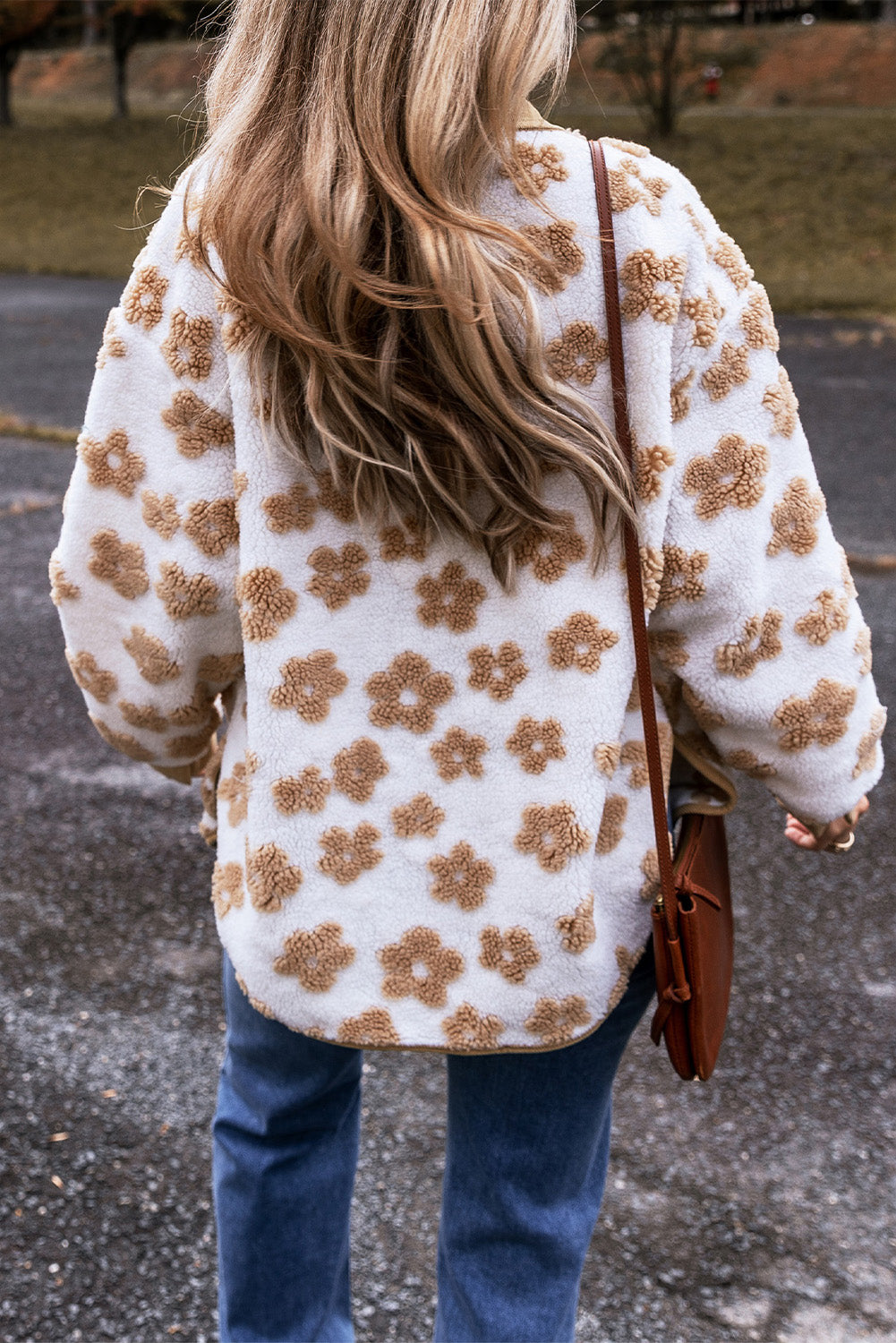 GR | Floral Pattern Fleece Jacket for Women